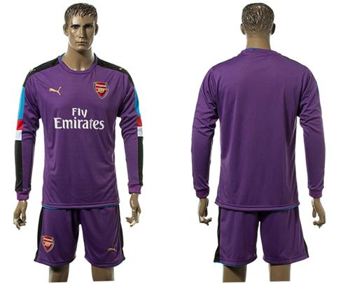 Arsenal Blank Purple Goalkeeper Long Sleeves Soccer Club Jersey - Click Image to Close